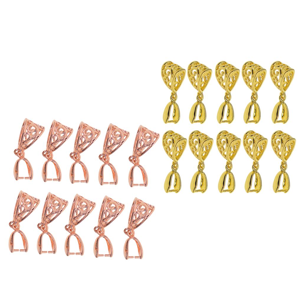 20pcs Pendant Pinch Bails Connector DIY Jewelry Rose Gold & Golden