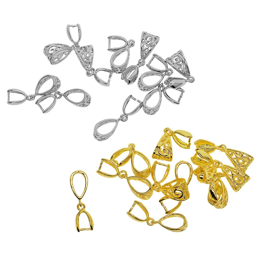 20pcs filigree flower Pendant Pinch Bails Connector Platinum & Gold