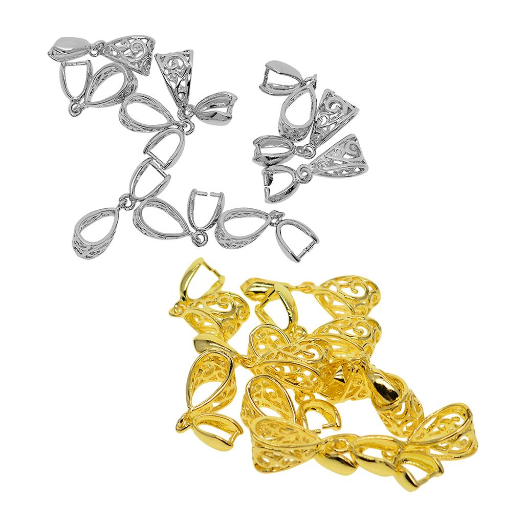 20pcs filigree flower Pendant Pinch Bails Connector Platinum & Gold