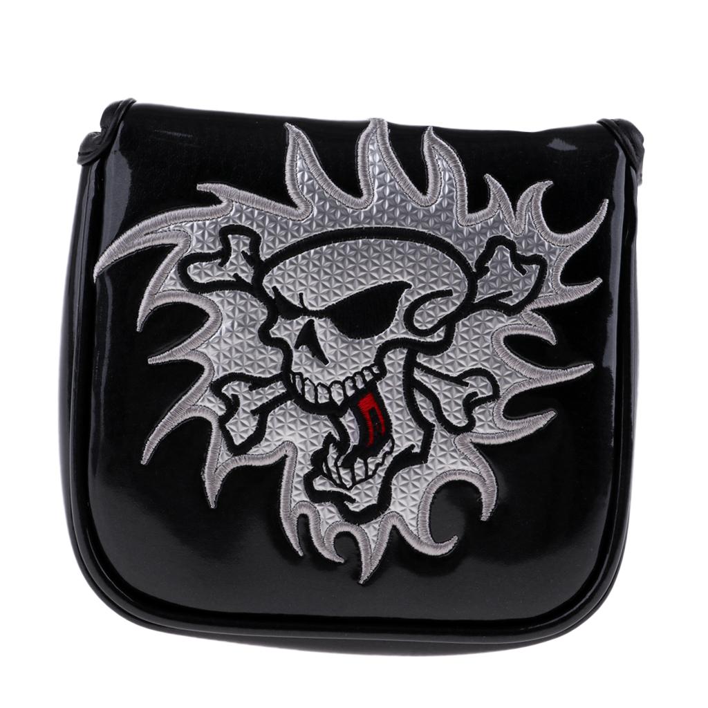 2Pcs Square Skull Golf Mallet Putter Head Cover Bag with Magnetic Closure