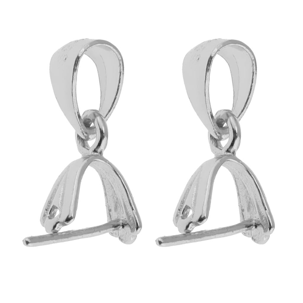 925 Sterling Silver Pinch Clip Bail Clasp Charm Pendant Connector 13mm 2Pcs