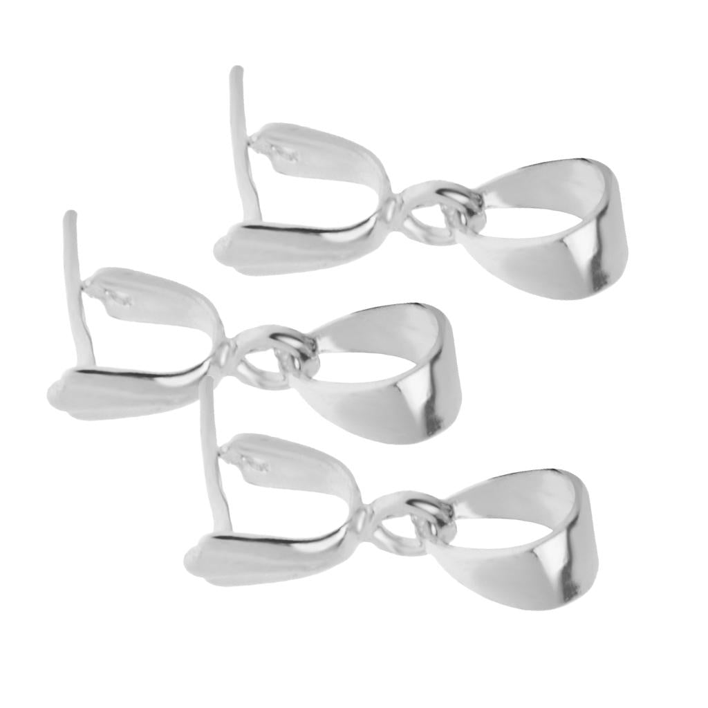 925 Sterling Silver Pendant Pinch Bails Connector Clasps Jewelry Crafts 3Pcs