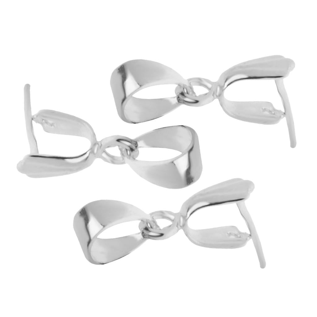 925 Sterling Silver Pendant Pinch Bails Connector Clasps Jewelry Crafts 3Pcs