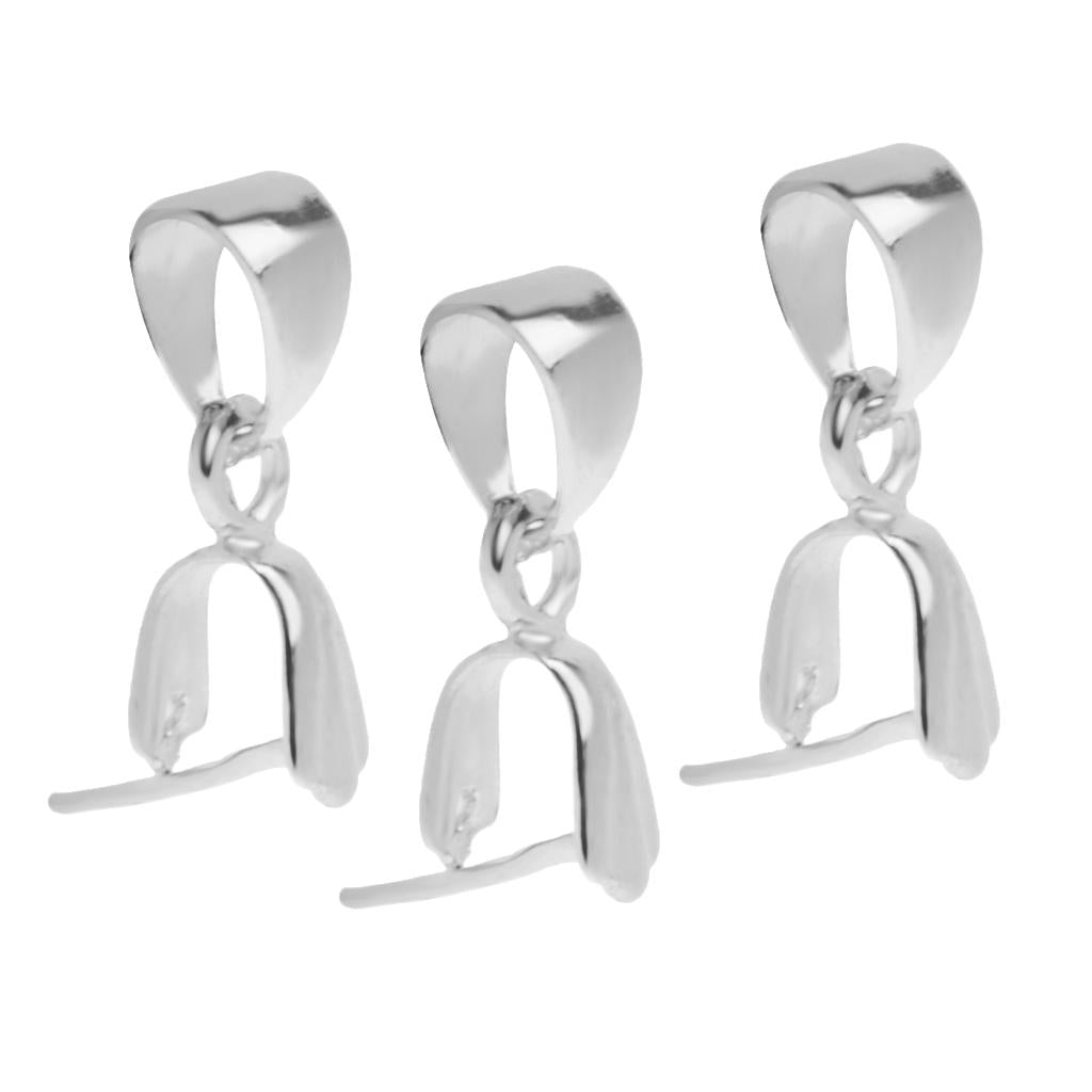 925 Sterling Silver Pendant Pinch Bails Connector Clasps Jewelry Crafts 3Pcs