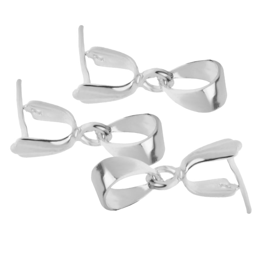 925 Sterling Silver Pendant Pinch Bails Connector Clasps Jewelry Crafts 3Pcs