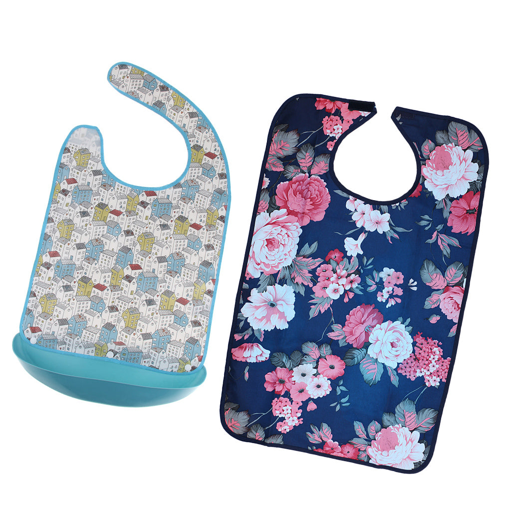 2 Pieces Waterproof Adult Mealtime Bib Cloth Protector Disability Aid Apron