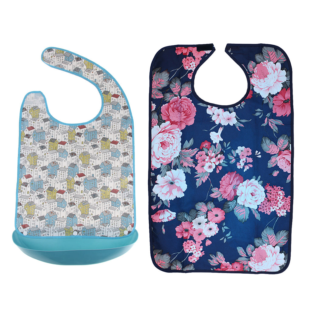 2 Pieces Waterproof Adult Mealtime Bib Cloth Protector Disability Aid Apron