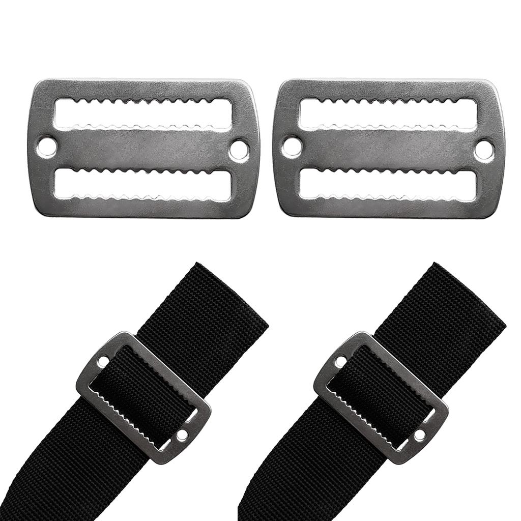 2Pcs Scuba Diving Stainless Steel Weight Belt Webbing Keeper Retainer Slider