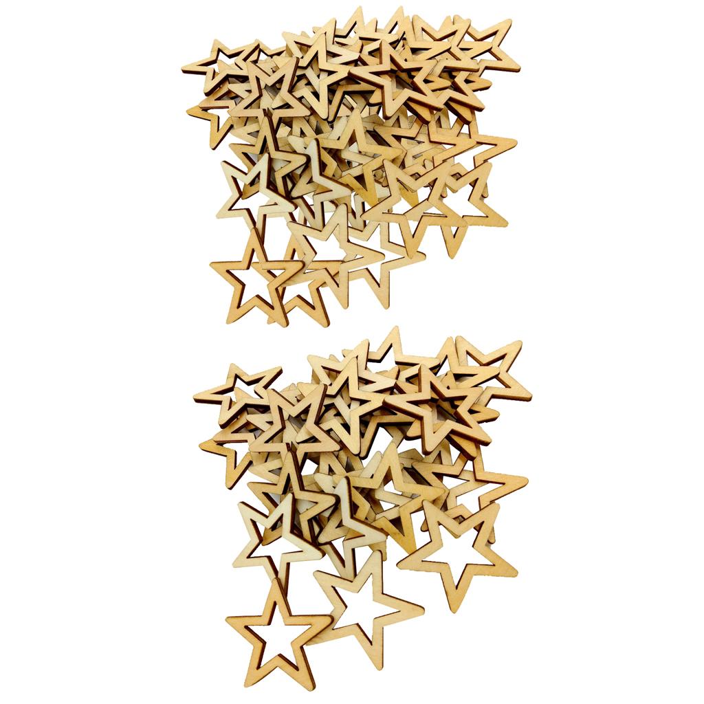 75 Pieces Unfinished Hollow Star Shape Wooden Embellishments 30 / 50mm