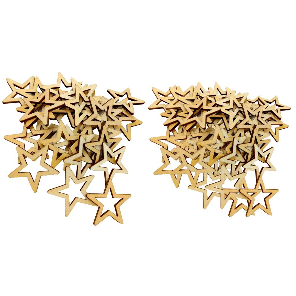 75 Pieces Unfinished Hollow Star Shape Wooden Embellishments 30 / 50mm