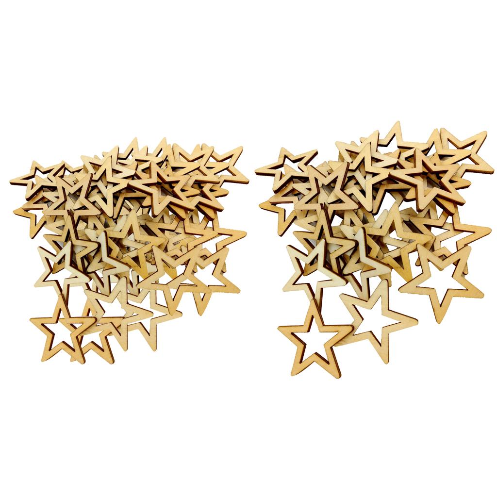 75 Pieces Unfinished Hollow Star Shape Wooden Embellishments 30 / 50mm