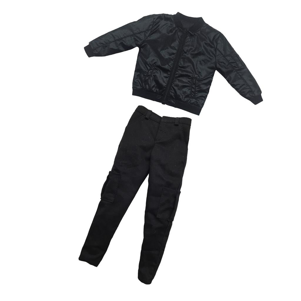 1/6 Scale Faux Leather Long Sleeve Jacket & Pants for 12'' Action Figures