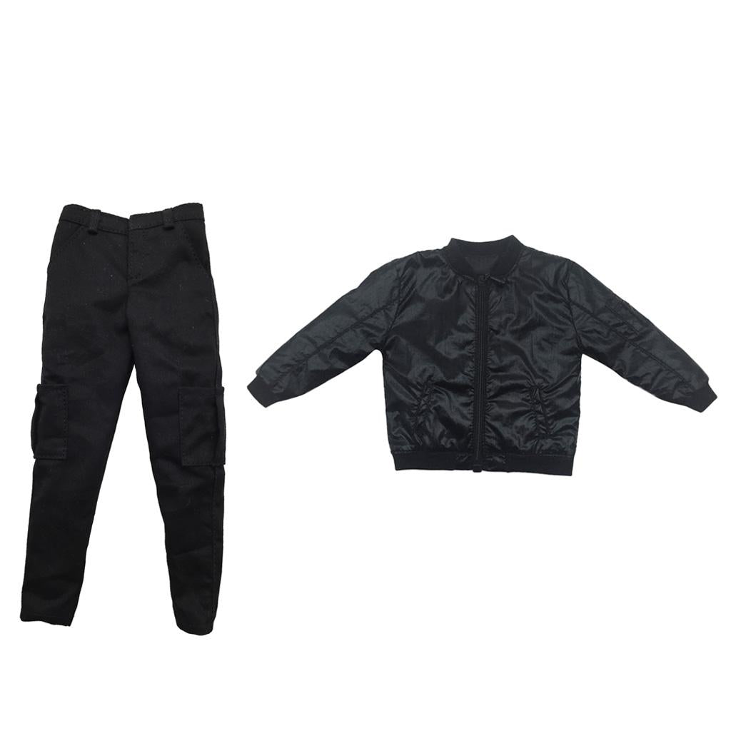 1/6 Scale Faux Leather Long Sleeve Jacket & Pants for 12'' Action Figures