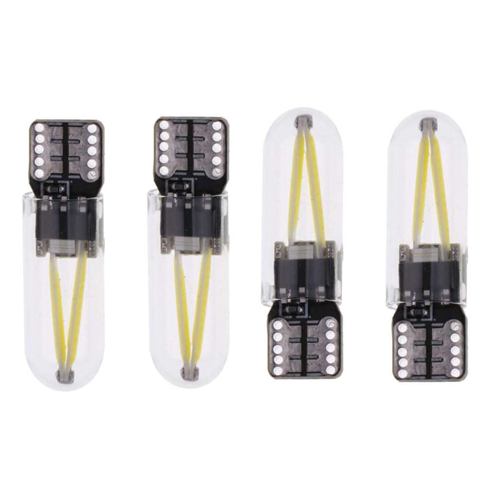 4 Pieces Car T10 COB LED Light Bulb for Clearance Number Plate Lamp White