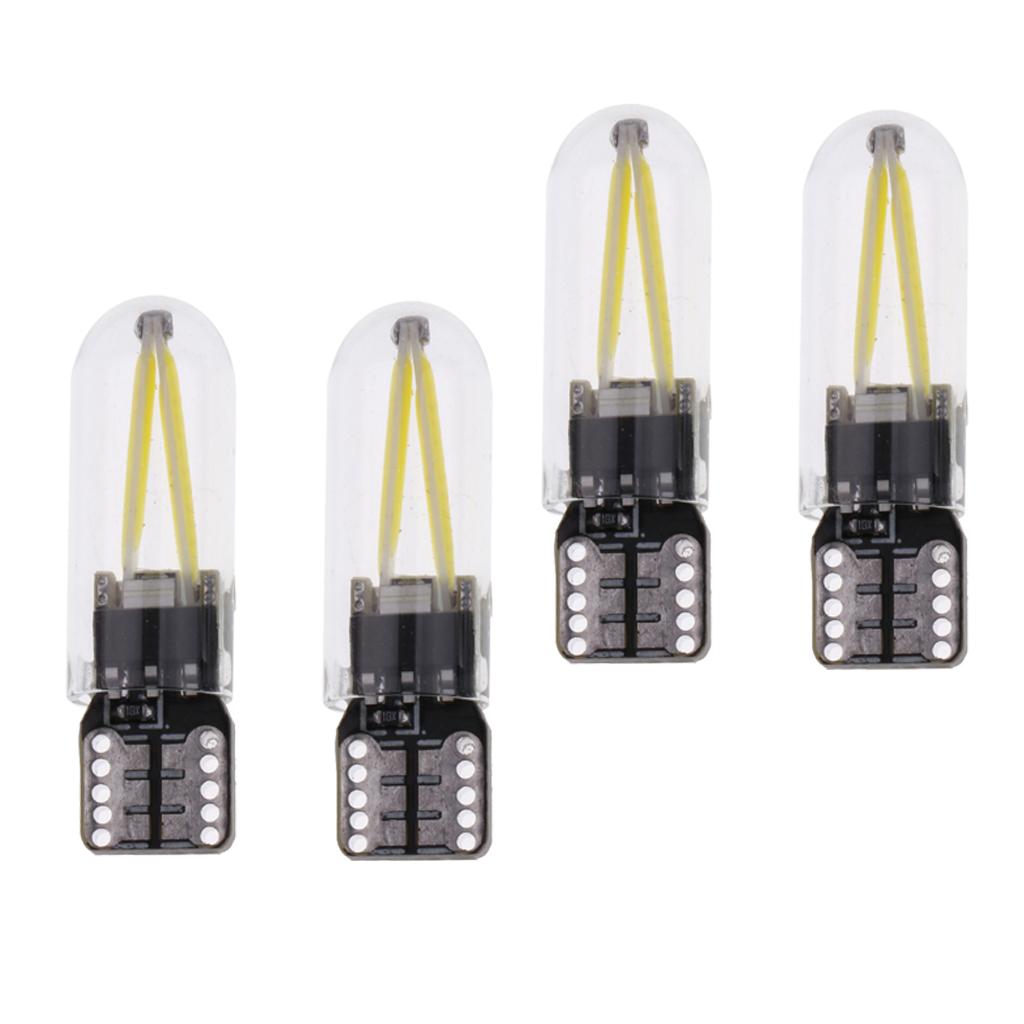 4 Pieces Car T10 COB LED Light Bulb for Clearance Number Plate Lamp White