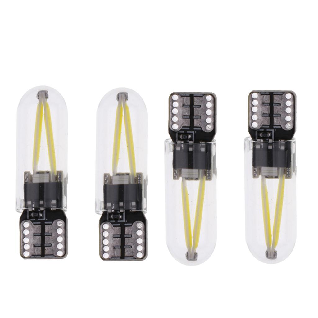 4 Pieces Car T10 COB LED Light Bulb for Clearance Number Plate Lamp White