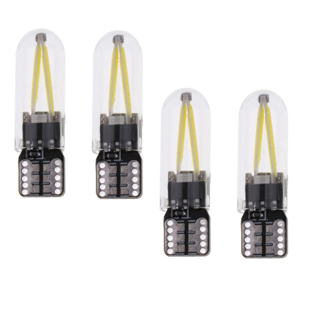 4 Pieces Car T10 COB LED Light Bulb for Clearance Number Plate Lamp White