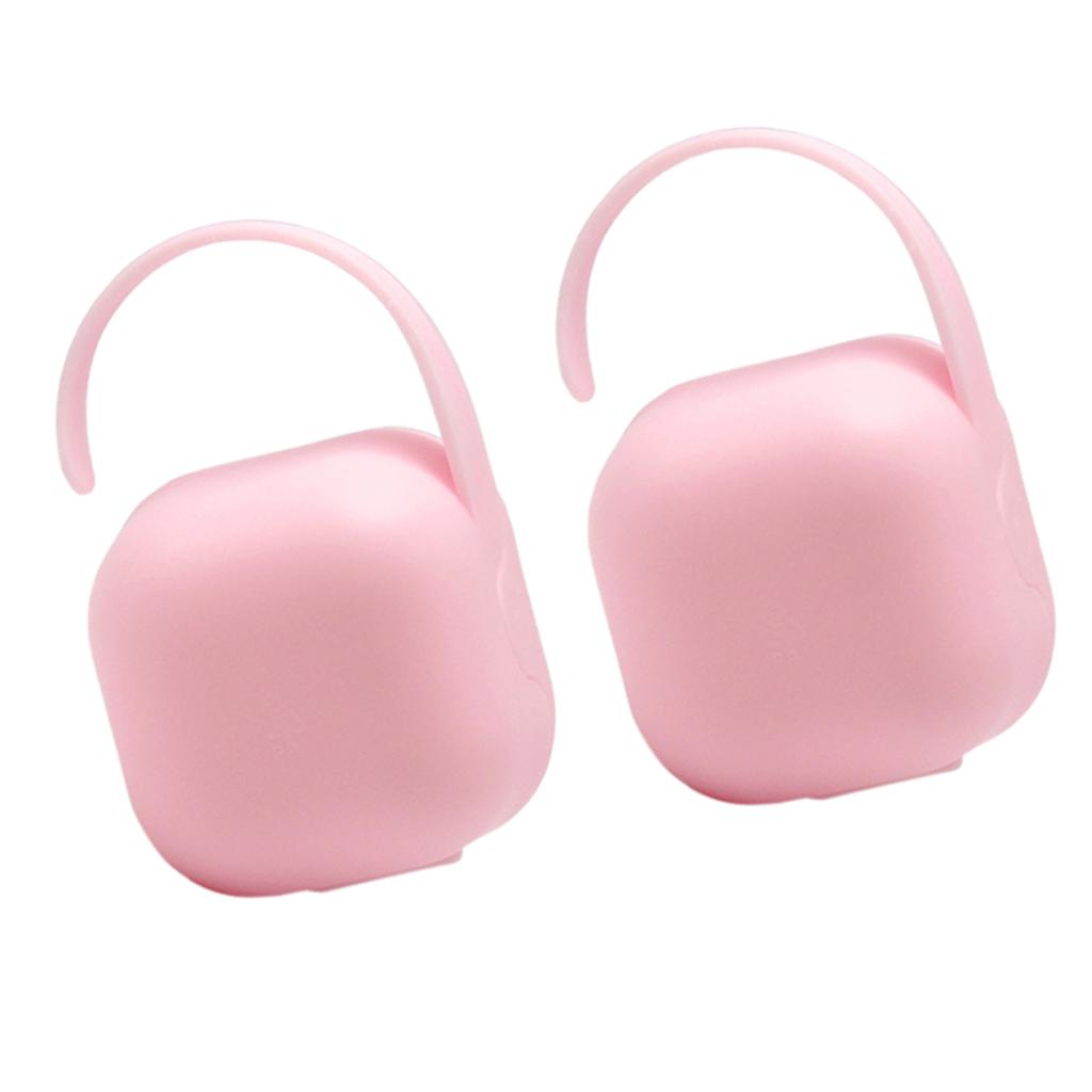 2pcs BPA-Free Nipple Shield Case & Pacifier Storage Box Pink