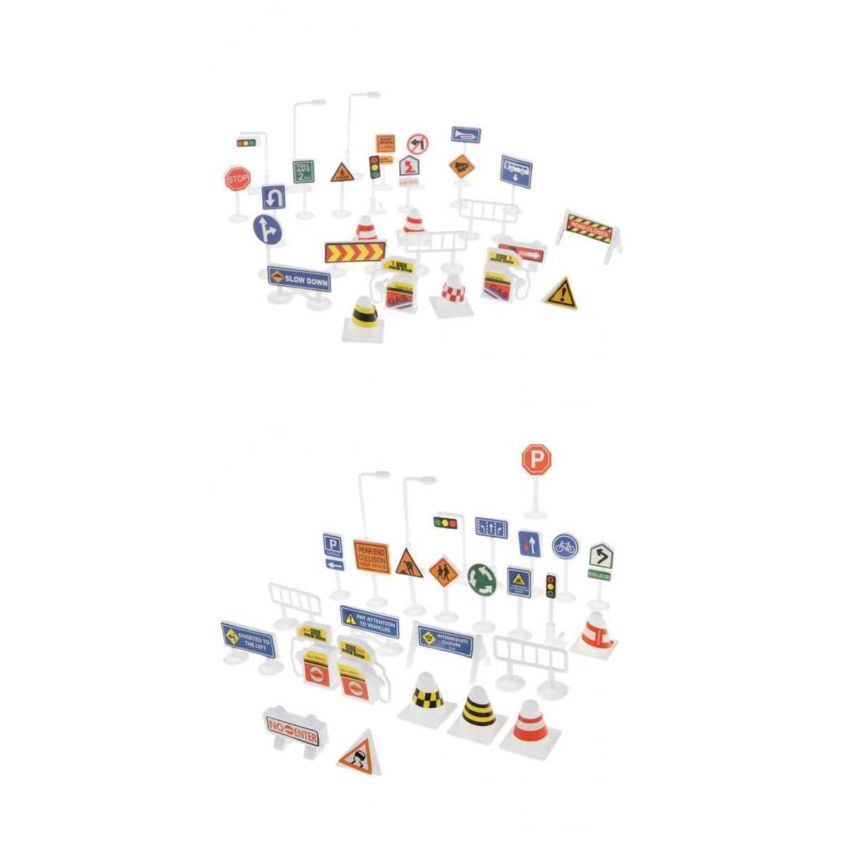 56 Sets of English Road Signs Traffic Signs Playset Pretend Play Toys