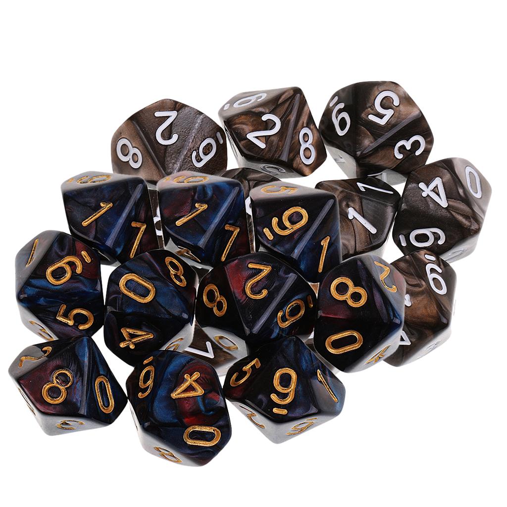 20pcs Dice D10 Polyhedral Dice for Dungeons and Dragons Table Games Props