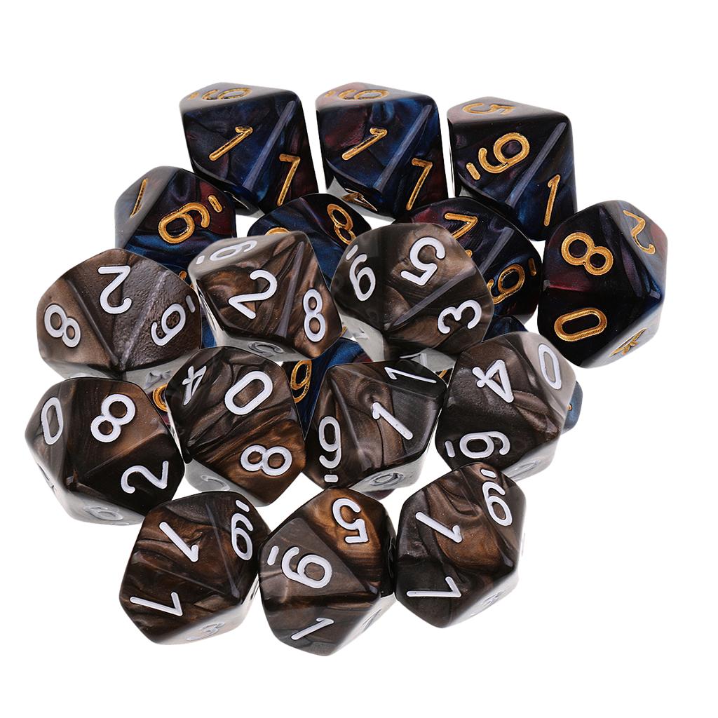 20pcs Dice D10 Polyhedral Dice for Dungeons and Dragons Table Games Props