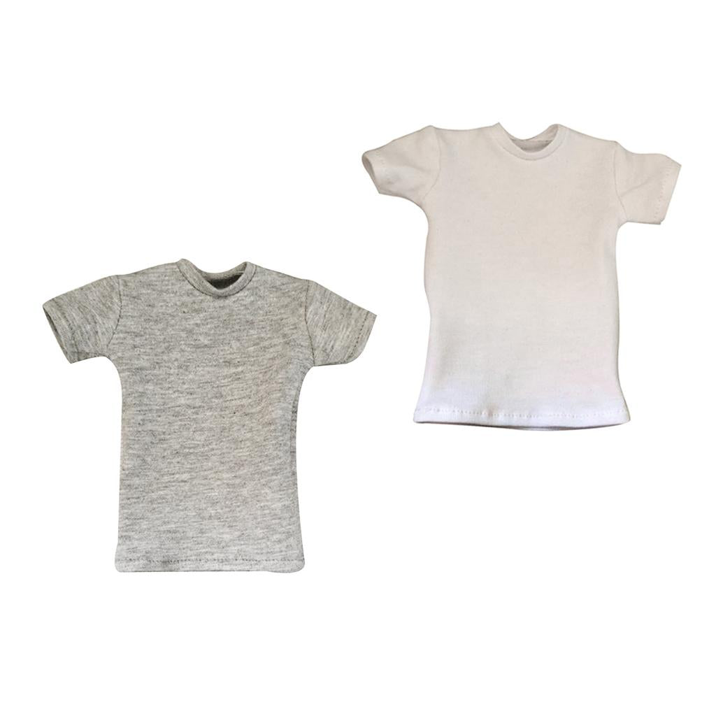 2pcs 1/6 Loose Round Neck Short T-Shirt Top for 12 inch Male Action Figure