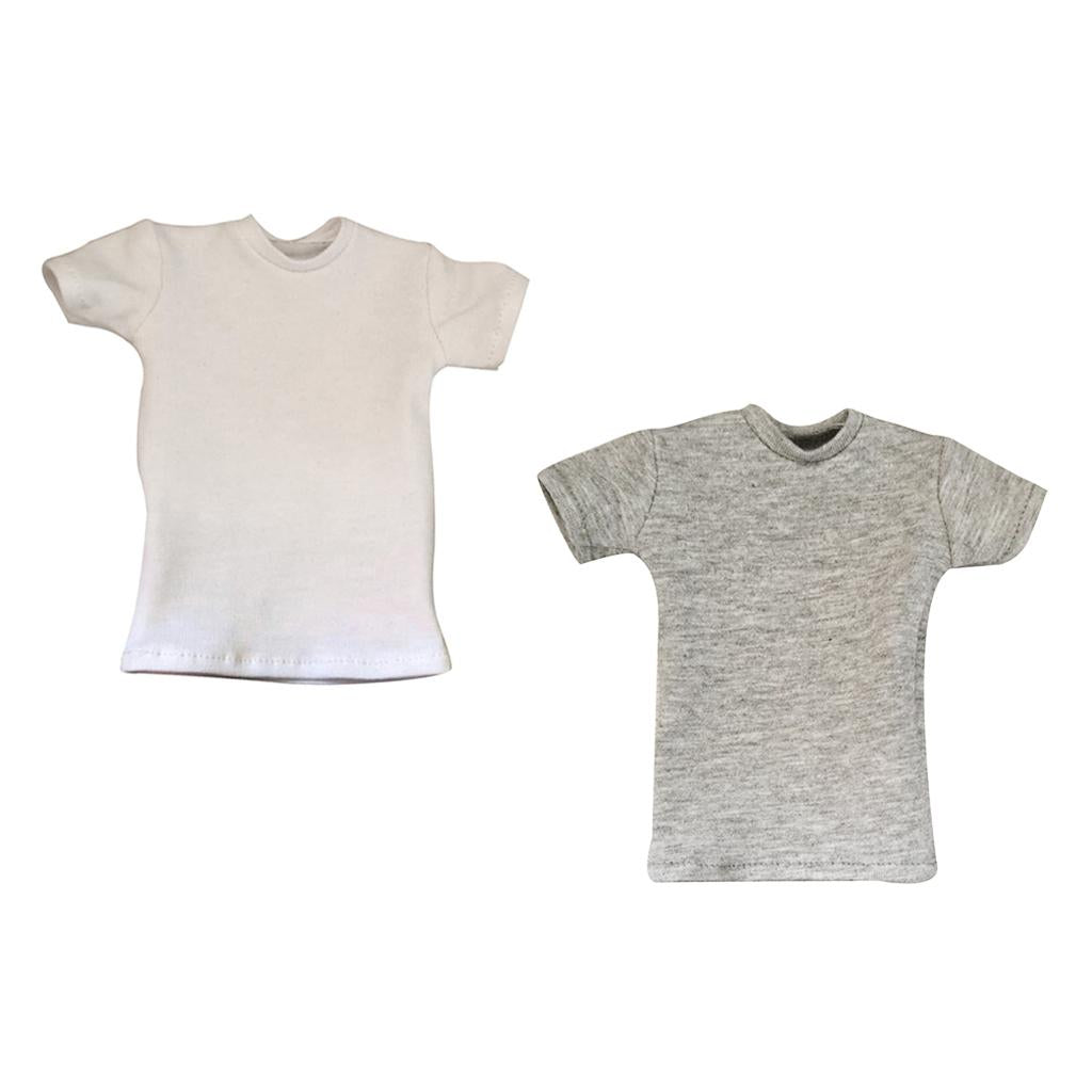 2pcs 1/6 Loose Round Neck Short T-Shirt Top for 12 inch Male Action Figure