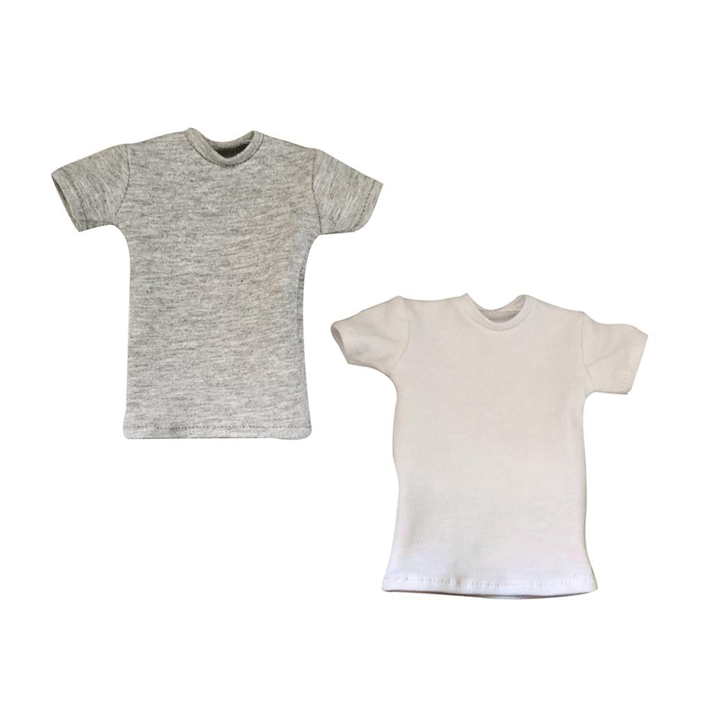 2pcs 1/6 Loose Round Neck Short T-Shirt Top for 12 inch Male Action Figure