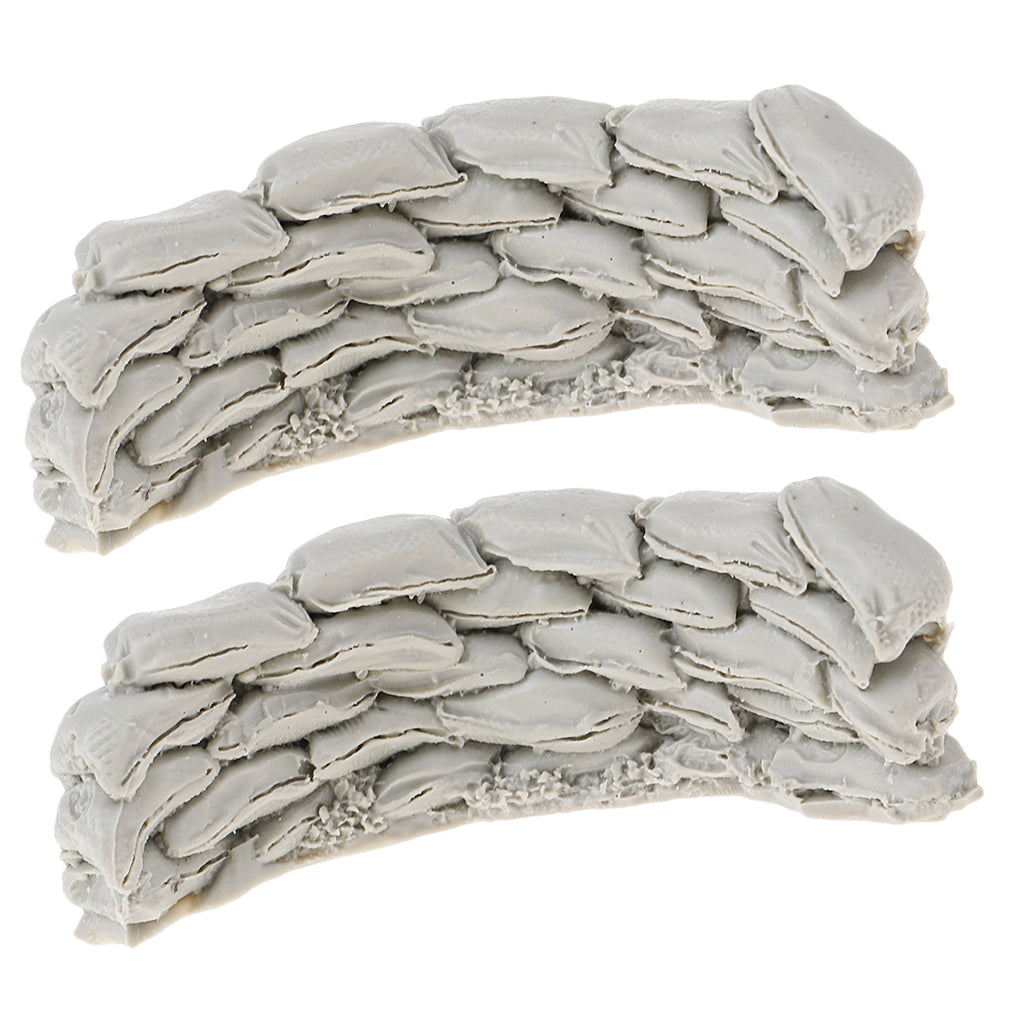 2pcs 1/35 Scale Resin Model Scene Accessories Sandbags Wall C 7.5x2.5cm