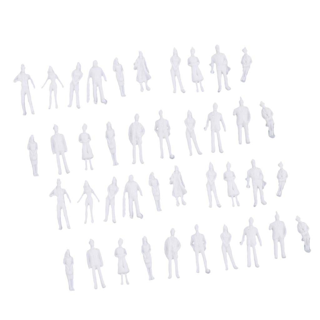 40 Pieces 1/100 Scale Unpainted Model People Architectural Figure Miniature