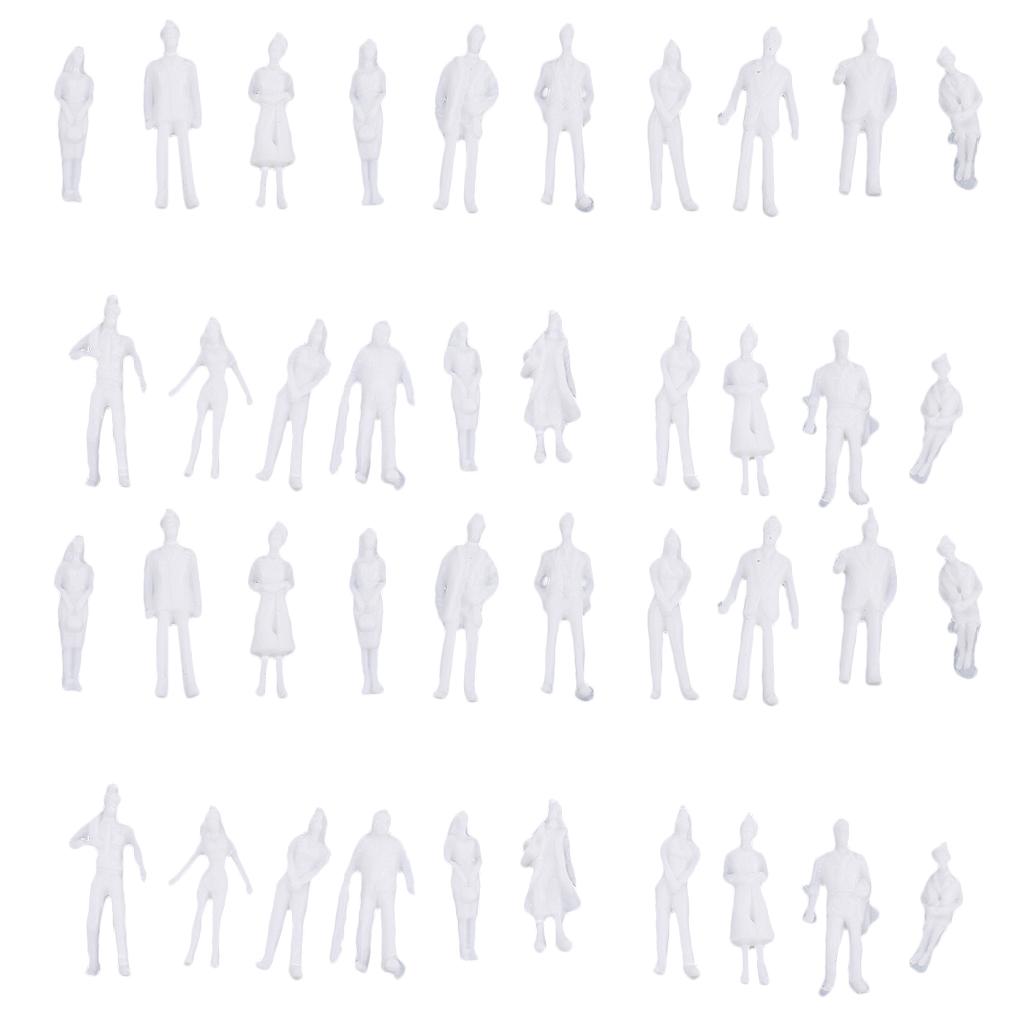 40 Pieces 1/100 Scale Unpainted Model People Architectural Figure Miniature