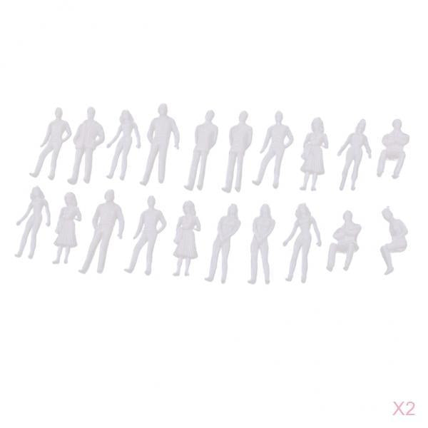 40Pieces 1/50 Scale Unpainted Model People Architectural Mini Figures Kit
