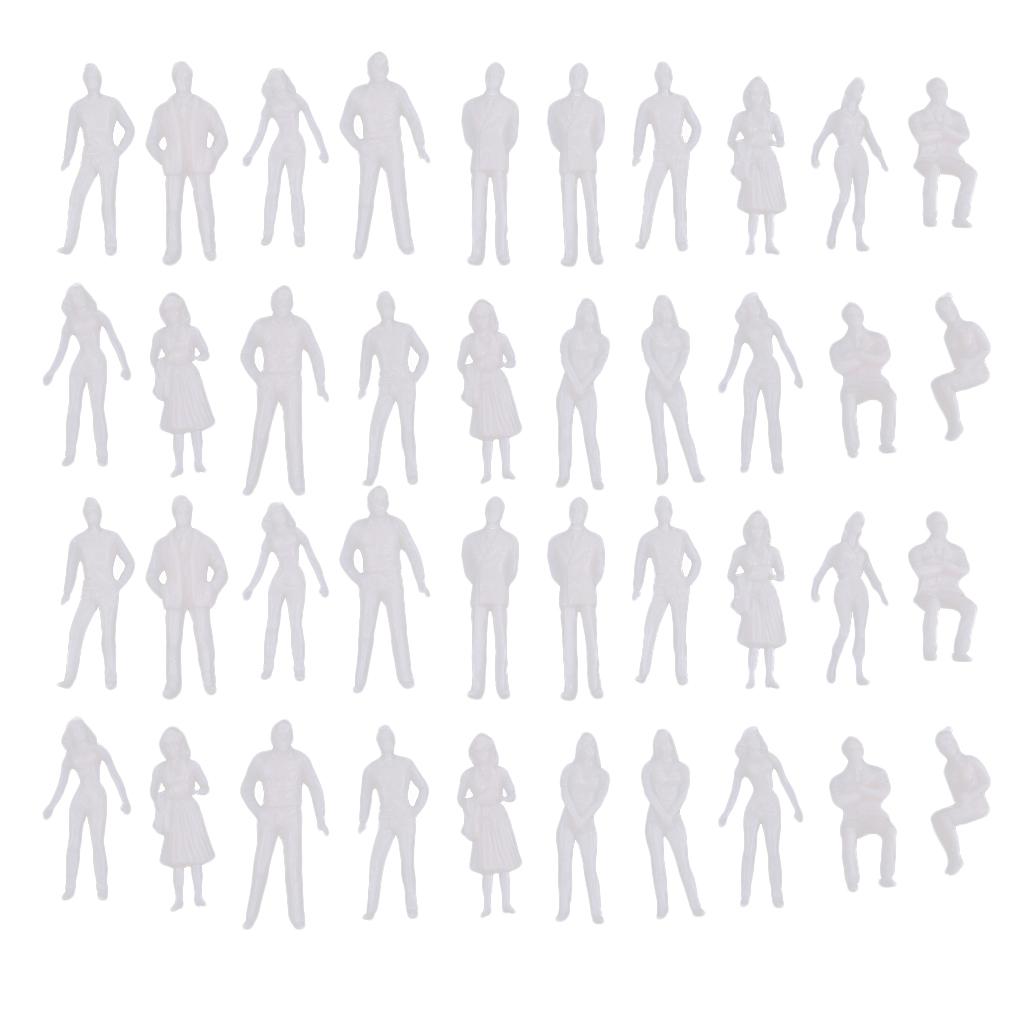 40Pieces 1/50 Scale Unpainted Model People Architectural Mini Figures Kit