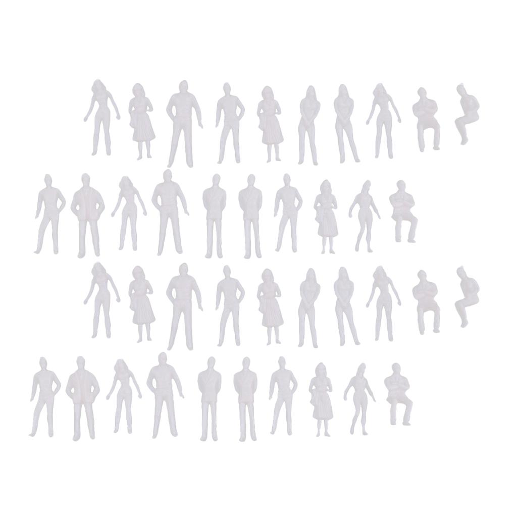 40Pieces 1/50 Scale Unpainted Model People Architectural Mini Figures Kit