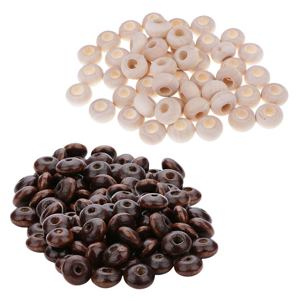 300 Pieces Natural Wooden Beads Large Hole Spacer Bead Jewelry Making Charms