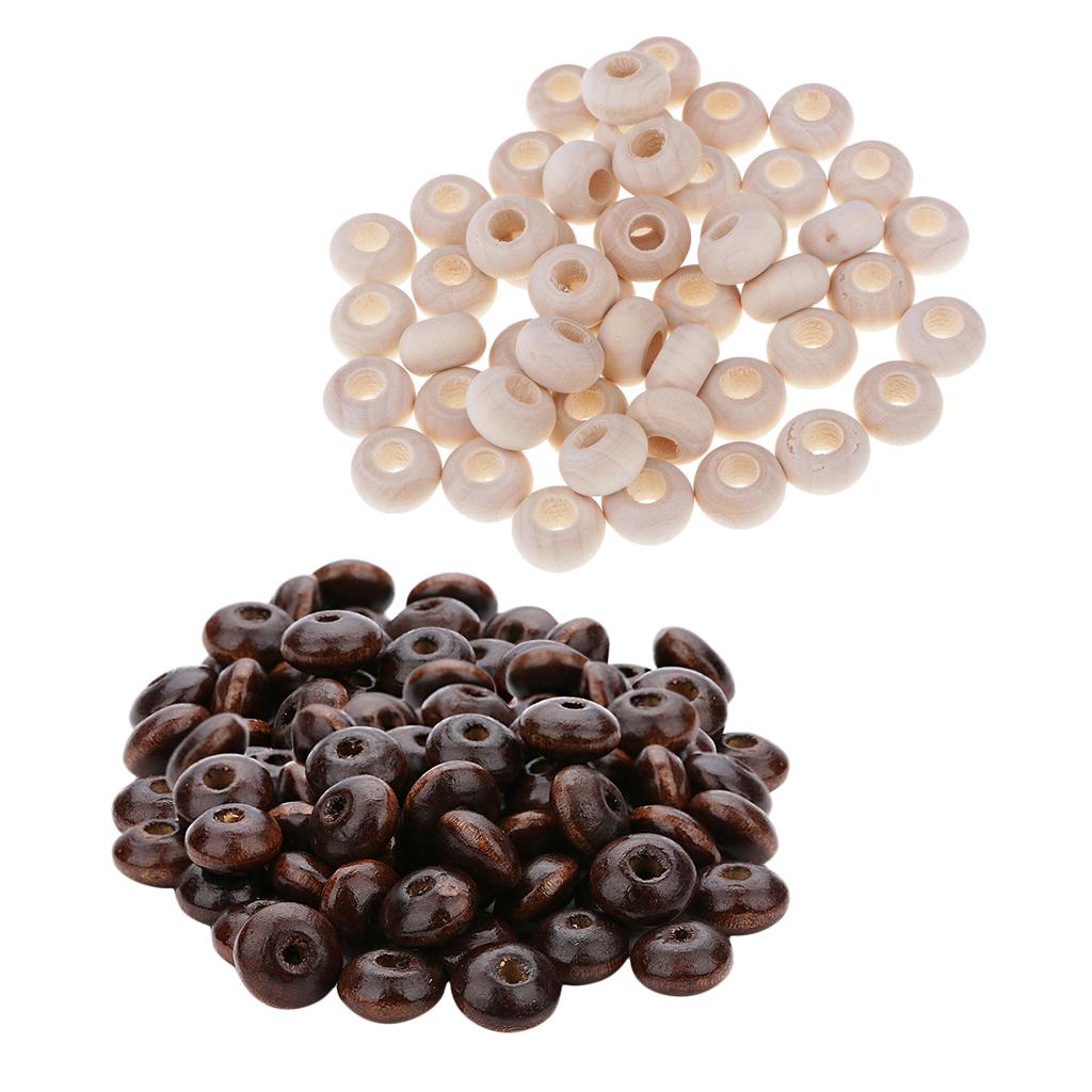 300 Pieces Natural Wooden Beads Large Hole Spacer Bead Jewelry Making Charms