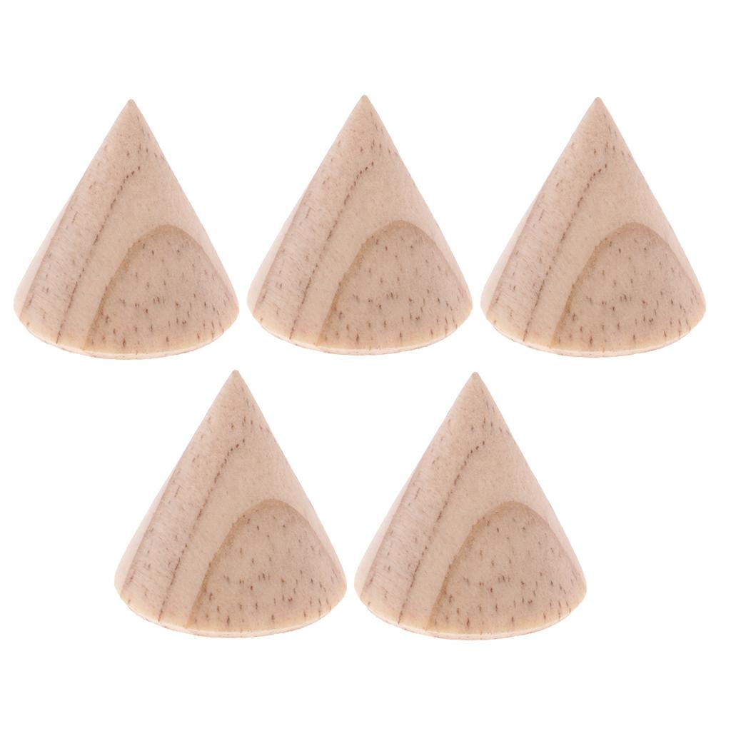 5 Pieces Unpainted Plain Cone Wooden Ring Band Jewelry Display Stand Holder