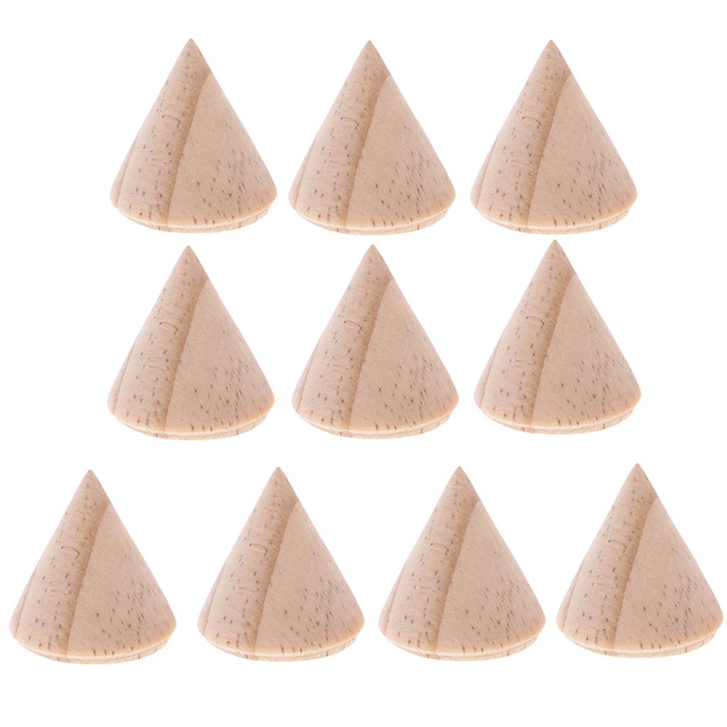 10Pcs Unpainted Plain Cone Wooden Ring Jewelry Display Stand Holder 2.7x3cm