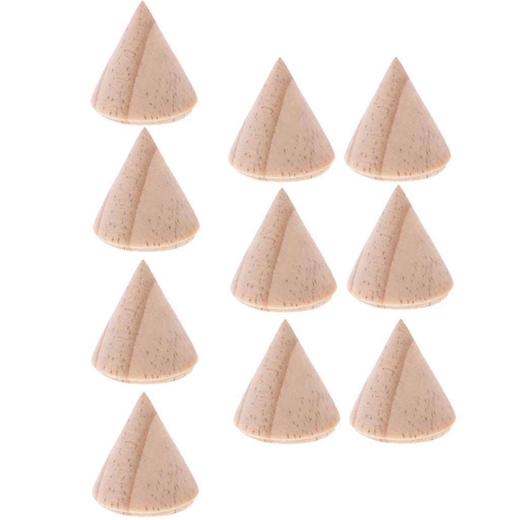 10Pcs Unpainted Plain Cone Wooden Ring Jewelry Display Stand Holder 2.7x3cm