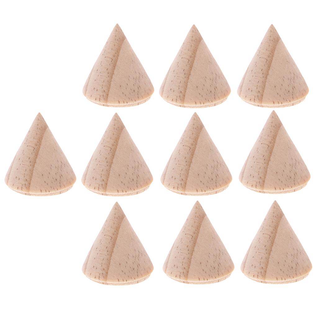 10Pcs Unpainted Plain Cone Wooden Ring Jewelry Display Stand Holder 2.7x3cm