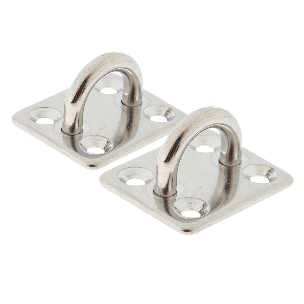2Pc Heavy Duty Stainless Steel Square Pad Eye Plate Sail Marine Boat Fitting