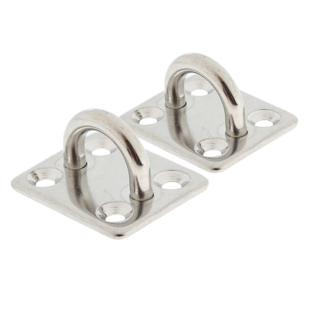2Pc Heavy Duty Stainless Steel Square Pad Eye Plate Sail Marine Boat Fitting