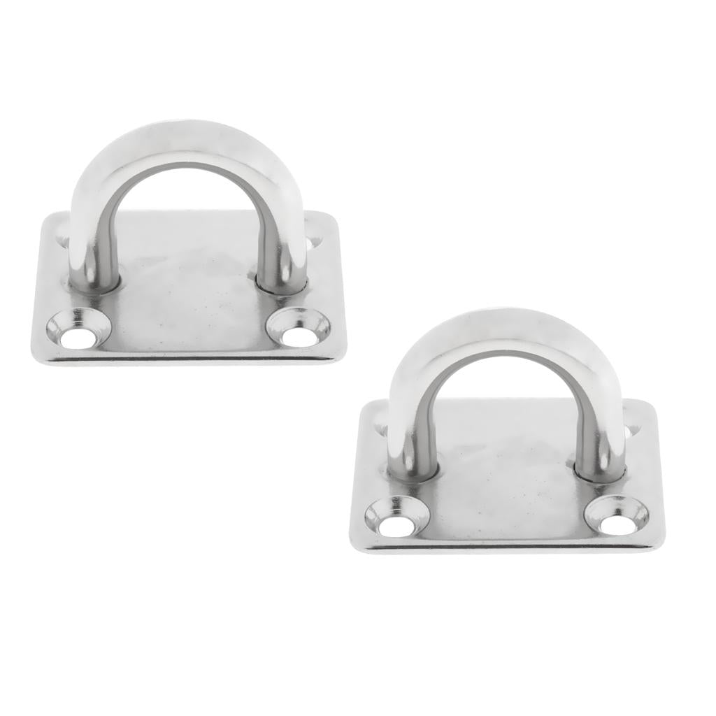 2Pcs Boat Marine Stainless Steel Square Eye Plates Anchor Pad Deck Hardware