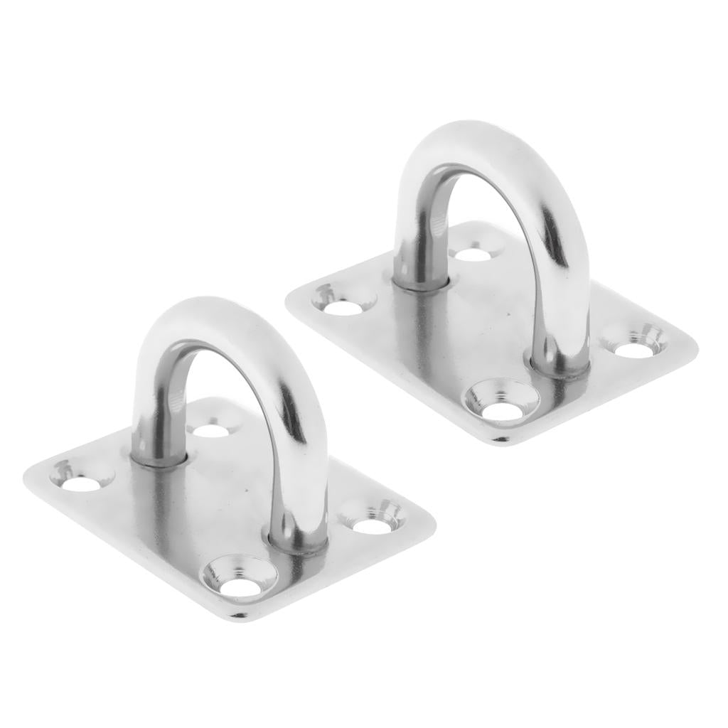 2Pcs Boat Marine Stainless Steel Square Eye Plates Anchor Pad Deck Hardware
