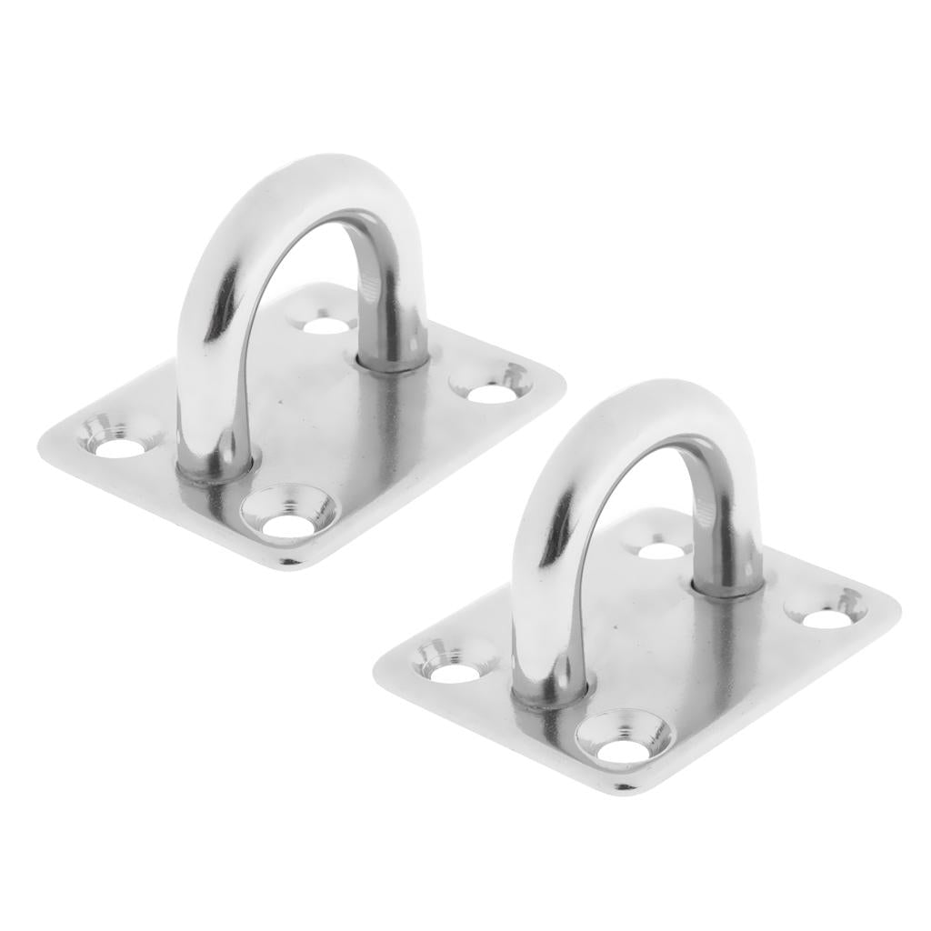 2Pcs Boat Marine Stainless Steel Square Eye Plates Anchor Pad Deck Hardware