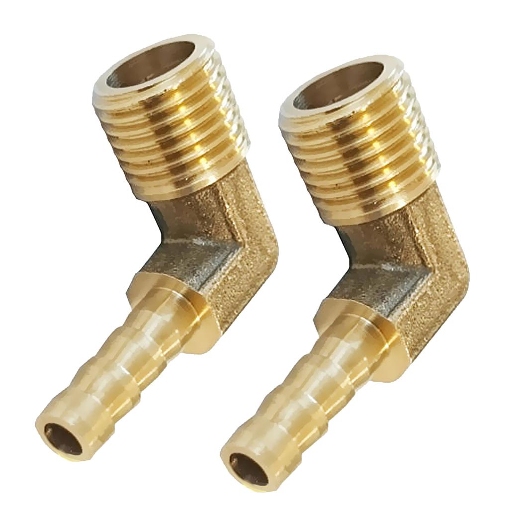1/4 BSP to 6mm+8mm Brass 90 Male Elbow Barbed Hose Tail Pipe Gas Fittings