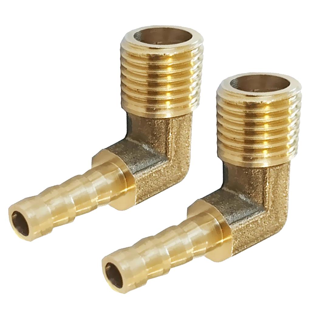 1/4 BSP to 6mm+8mm Brass 90 Male Elbow Barbed Hose Tail Pipe Gas Fittings