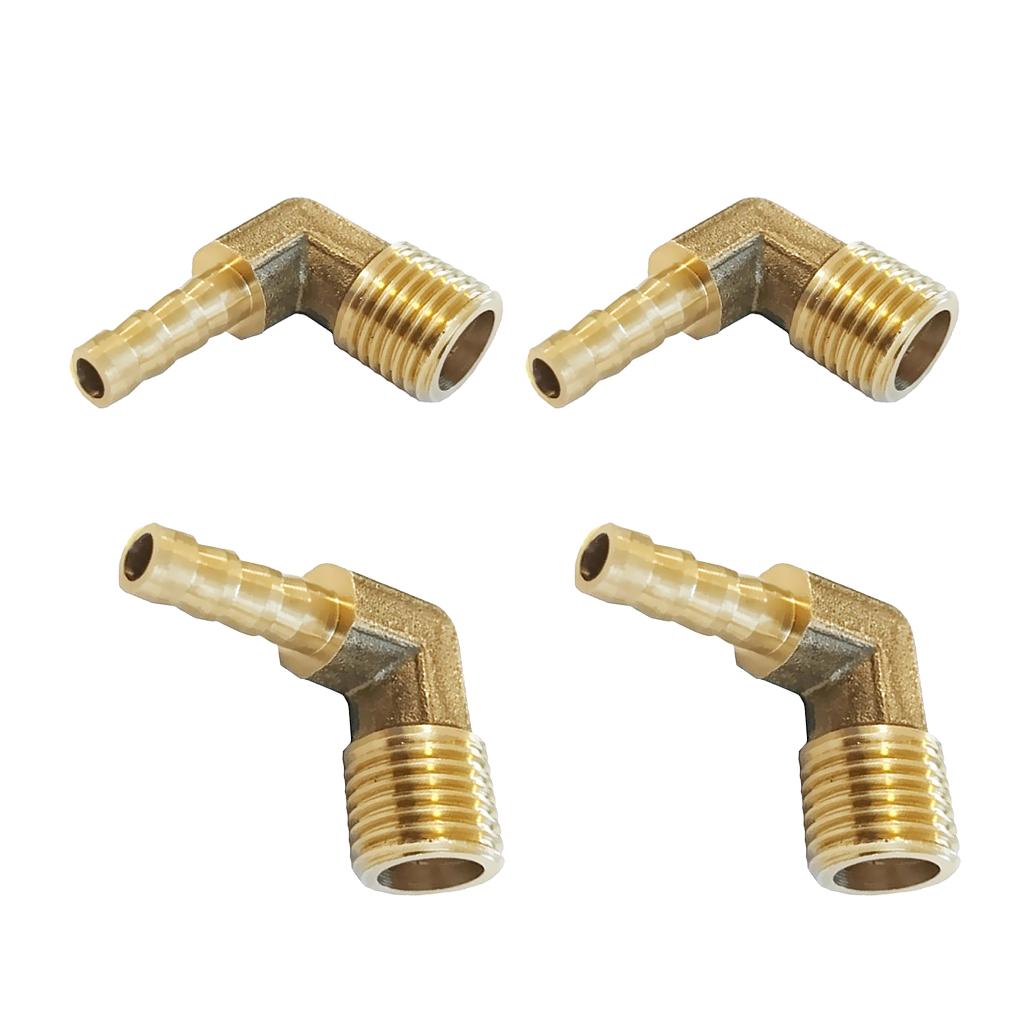 2x 1/4 BSP to 6mm+8mm Brass 90 Male Elbow Barbed Hose Tail Pipe Gas Fittings