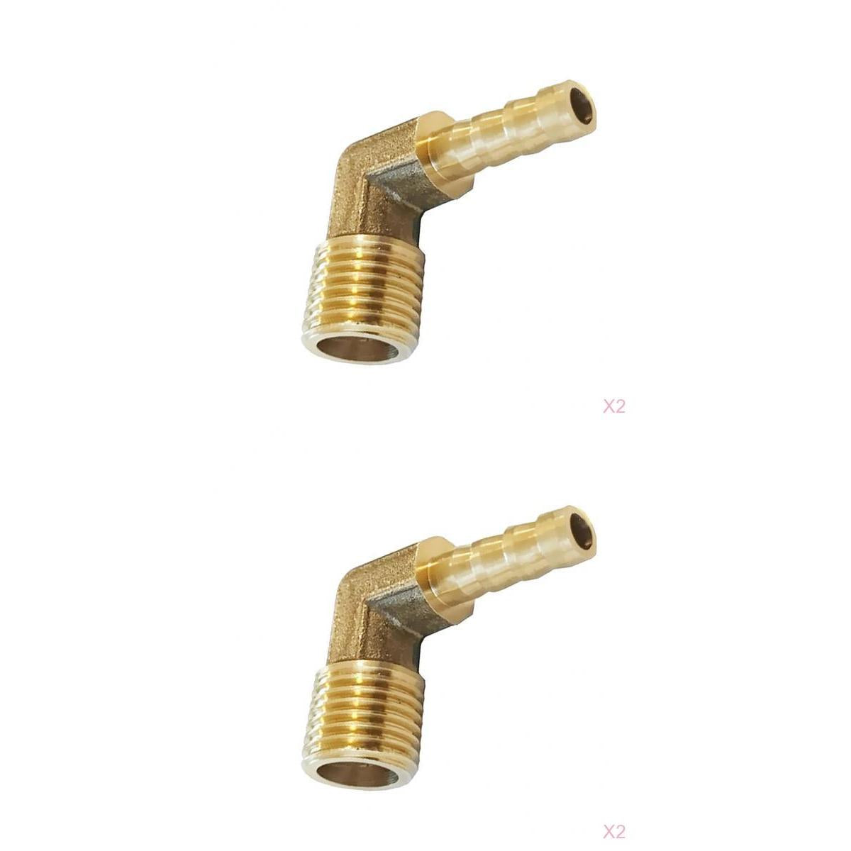 2x 1/4 BSP to 6mm+8mm Brass 90 Male Elbow Barbed Hose Tail Pipe Gas Fittings