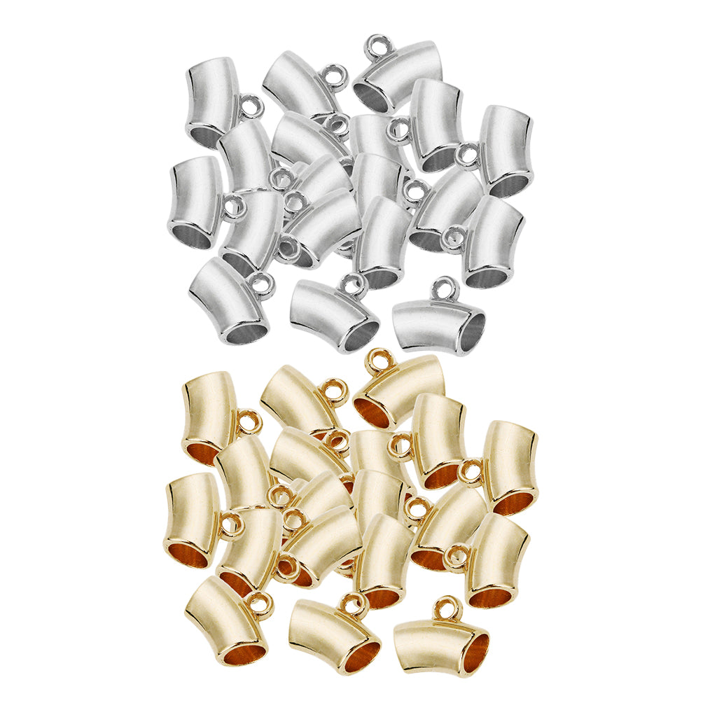 100 Pcs Bail Tube Beads Large Hole Beads Necklace Pendant for Making Jewelry